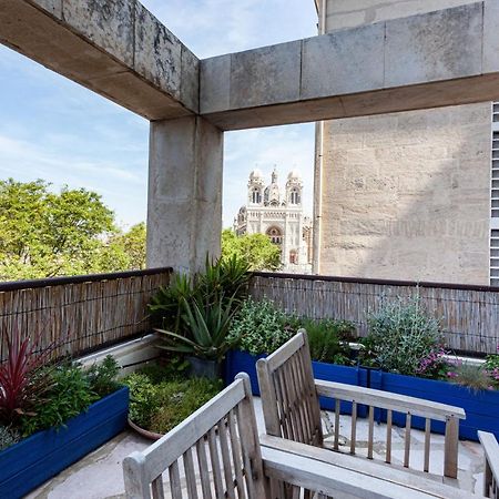 TERRASSE FADOLI - Grande terrasse avec vue mer et cathédrale Marsella Exterior foto